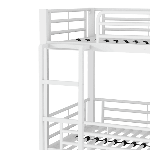 Cama beliche tripla em metal 90x200 cm - para crianças, adolescentes e adultos - branco