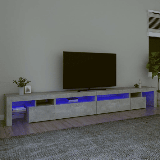 Móvel de TV - Modulo de TV - Armário de TV com luzes LED 290x36,5x40 cm cinzento cimento
