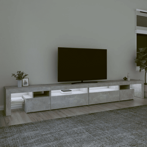 Móvel de TV - Modulo de TV - Armário de TV com luzes LED 290x36,5x40 cm cinzento cimento