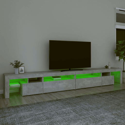 Móvel de TV - Modulo de TV - Armário de TV com luzes LED 290x36,5x40 cm cinzento cimento