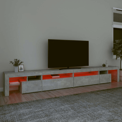 Móvel de TV - Modulo de TV - Armário de TV com luzes LED 290x36,5x40 cm cinzento cimento