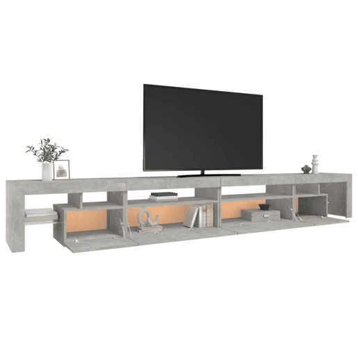 Móvel de TV - Modulo de TV - Armário de TV com luzes LED 290x36,5x40 cm cinzento cimento