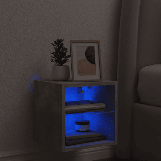 Móvel de parede p TV - Armário de TV c luzes LED 30x28,5x30 cm cinza cimento