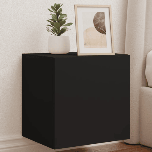 Móvel de parede para TV - Armário de TV com luzes LED 40,5x35x40 cm preto