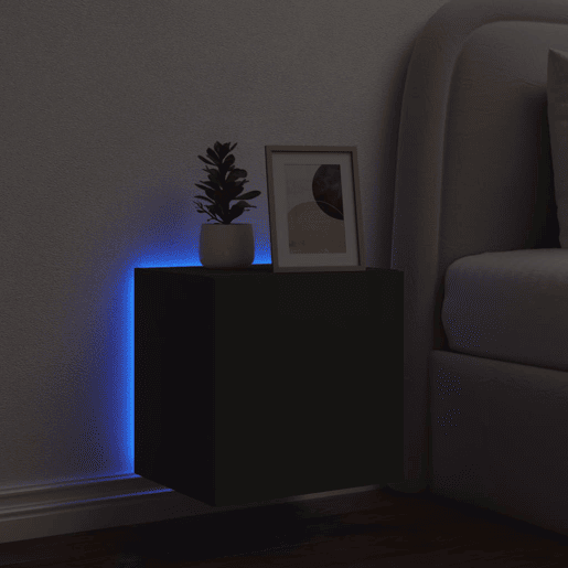 Móvel de parede para TV - Armário de TV com luzes LED 40,5x35x40 cm preto