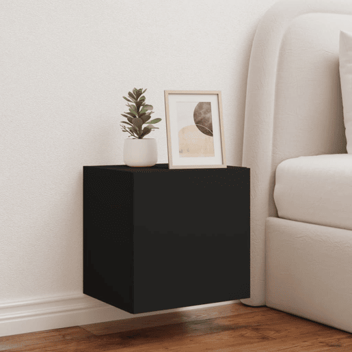 Móvel de parede para TV - Armário de TV com luzes LED 40,5x35x40 cm preto