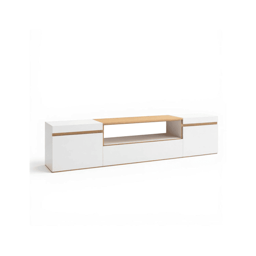 Mesa de TV Kavos Blanco - Roble Nude 203 x 45 x 34,6 cm