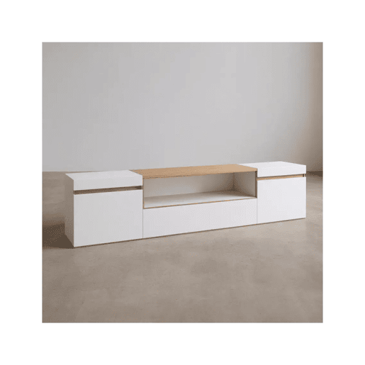 Mesa de TV Kavos Blanco - Roble Nude 203 x 45 x 34,6 cm