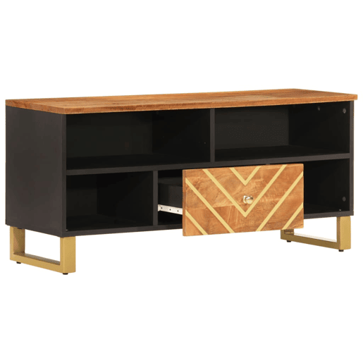 Móvel de TV - Modulo de TV - Armário de TV 100x33,5x46 cm mangueira maciça castanho e preto