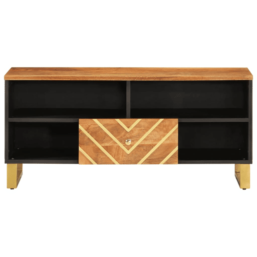 Móvel de TV - Modulo de TV - Armário de TV 100x33,5x46 cm mangueira maciça castanho e preto