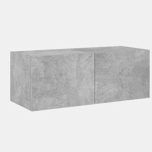 Móvel de parede p TV - Armário de TV c luzes LED 80x35x31 cm cinza cimento