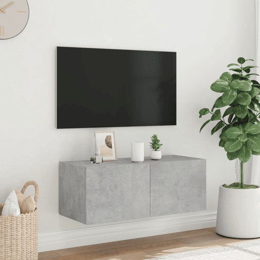Móvel de parede p TV - Armário de TV c luzes LED 80x35x31 cm cinza cimento