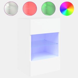 Móvel de parede para TV - Armário de TV com luzes LED 40x30x60,5 cm branco