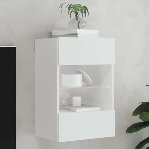 Móvel de parede para TV - Armário de TV com luzes LED 40x30x60,5 cm branco