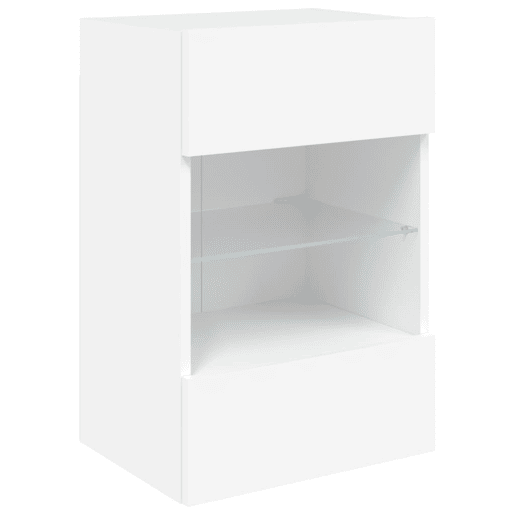 Móvel de parede para TV - Armário de TV com luzes LED 40x30x60,5 cm branco