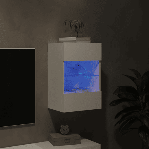Móvel de parede para TV - Armário de TV com luzes LED 40x30x60,5 cm branco