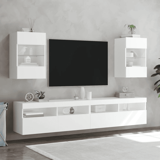 Móvel de parede para TV - Armário de TV com luzes LED 40x30x60,5 cm branco
