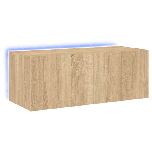 Móvel de parede p TV - Armário de TV c luzes LED 80x35x31 cm carvalho sonoma