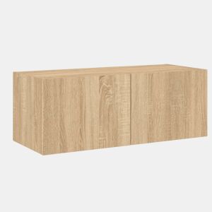 Móvel de parede p TV - Armário de TV c luzes LED 80x35x31 cm carvalho sonoma
