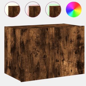 Móvel de parede p TV - Armário de TV c luzes LED 60x35x41 cm carvalho fumado