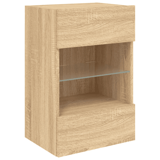 Móvel de parede p TV - Armário de TV c luzes LED 40x30x60,5cm carvalho sonoma