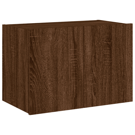 Móvel parede p TV - Armário TV c luzes LED 60x35x41 cm carvalho castanho