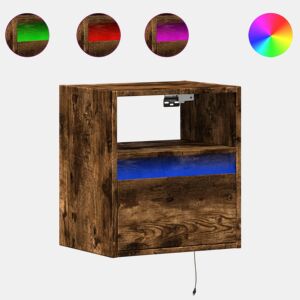 Móvel de parede p TV - Armário de TV c luzes LED 41x31x45 cm carvalho fumado