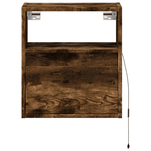 Móvel de parede p TV - Armário de TV c luzes LED 41x31x45 cm carvalho fumado