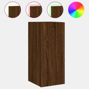 Móvel parede p TV - Armário TV c luzes LED 30,5x35x70 cm carvalho castanho