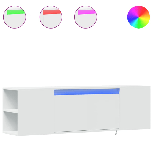 Móvel de parede para TV - Armário de TV com luzes LED 135x31x39,5 cm branco
