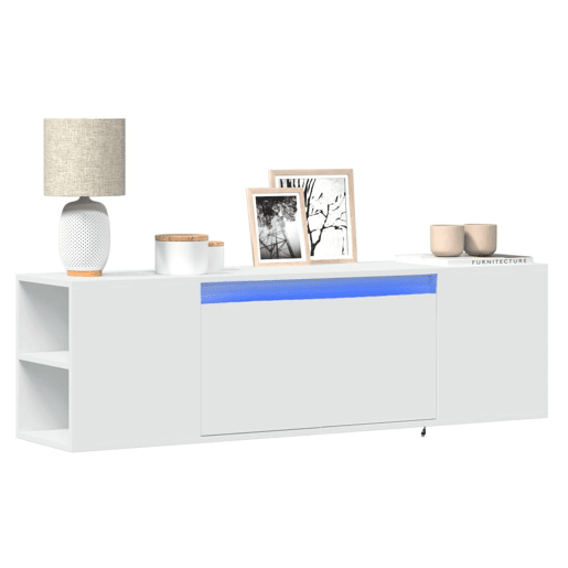 Móvel de parede para TV - Armário de TV com luzes LED 135x31x39,5 cm branco