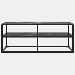 Móvel de TV - Modulo de TV - Armário de TV 100x40x40 cm vidro mármore preto