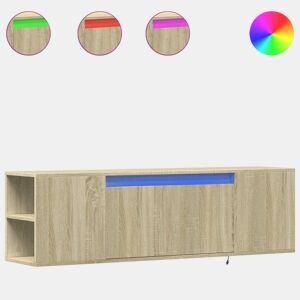 Móvel de parede p TV - Armário de TV cluzes LED 135x31x39,5cm carvalho sonoma
