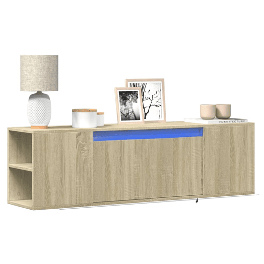 Móvel de parede p TV - Armário de TV cluzes LED 135x31x39,5cm carvalho sonoma