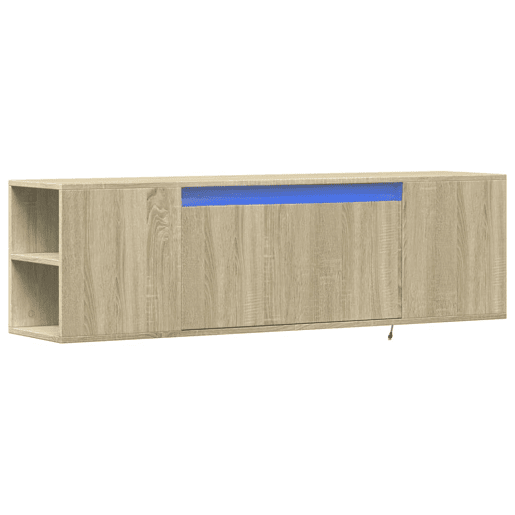 Móvel de parede p TV - Armário de TV cluzes LED 135x31x39,5cm carvalho sonoma
