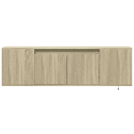 Móvel de parede p TV - Armário de TV cluzes LED 135x31x39,5cm carvalho sonoma