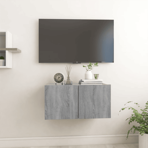 Móvel de TV - Modulo de TV - Armário de TV suspenso madeira processada 60x30x30 cm cinza