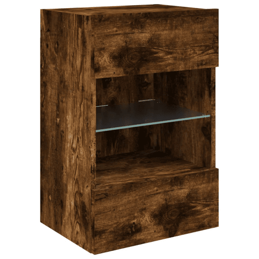 Móvel de parede p TV - Armário de TV c luzes LED 40x30x60,5cm carvalho fumado