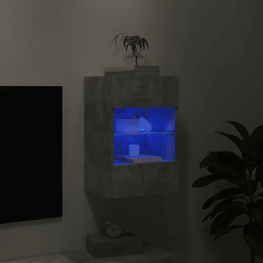 Móvel de parede p TV - Armário de TV c luzes LED 40x30x60,5 cm cinza cimento