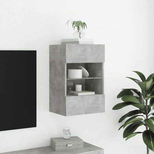 Móvel de parede p TV - Armário de TV c luzes LED 40x30x60,5 cm cinza cimento