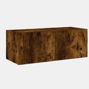 Móvel de parede p TV - Armário de TV c luzes LED 80x35x31 cm carvalho fumado