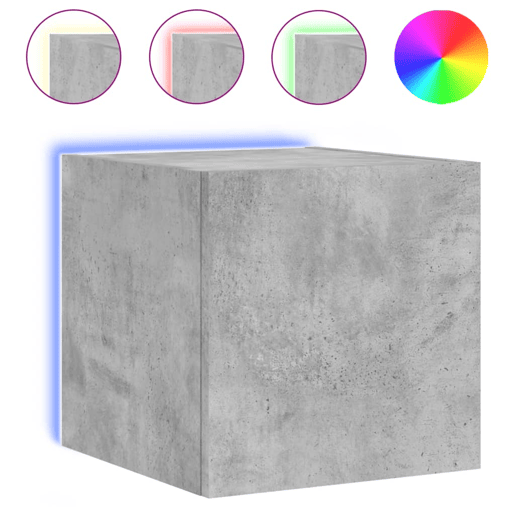 Móvel de parede p TV - Armário de TV c luzes LED 30,5x35x30 cm cinza cimento