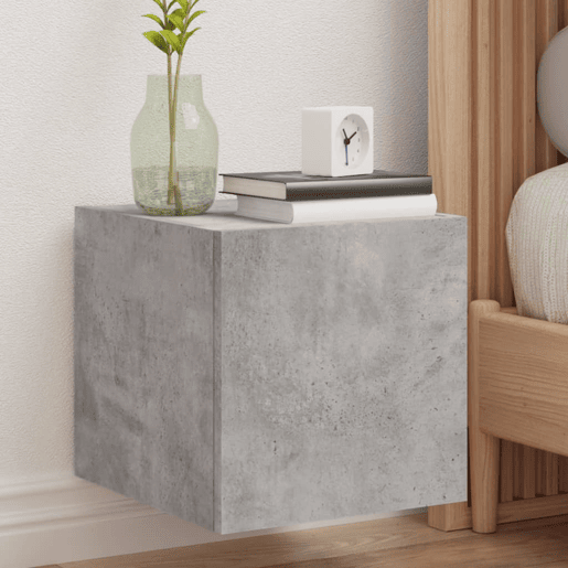 Móvel de parede p TV - Armário de TV c luzes LED 30,5x35x30 cm cinza cimento
