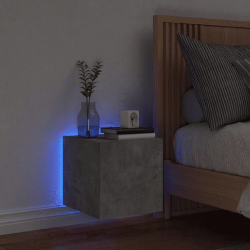 Móvel de parede p TV - Armário de TV c luzes LED 30,5x35x30 cm cinza cimento