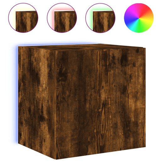 Móvel de parede p TV - Armário de TV c luzes LED 40,5x35x40cm carvalho fumado