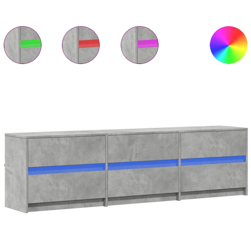 Móvel de TV - Modulo de TV - Armário de TV com luzes LED derivados de madeira cinzento cimento