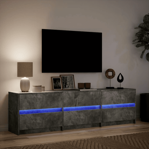 Móvel de TV - Modulo de TV - Armário de TV com luzes LED derivados de madeira cinzento cimento