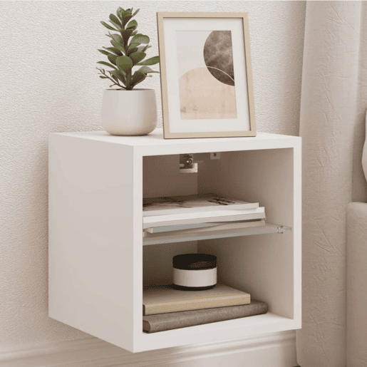 Móvel de parede para TV - Armário de TV com luzes LED 30x28,5x30 cm branco