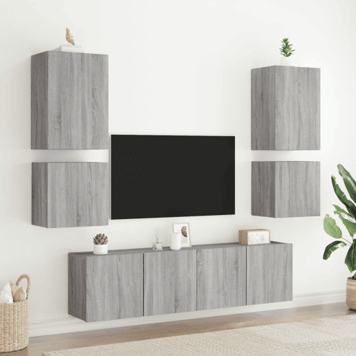 Móveis parede TV - Armários de TV - Módulos de TV 40,5x30x40 cm derivados de madeira cinza sonoma