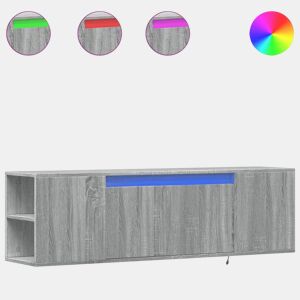 Móvel de parede p TV - Armário de TV cluzes LED 135x31x39,5cm cinzento sonoma